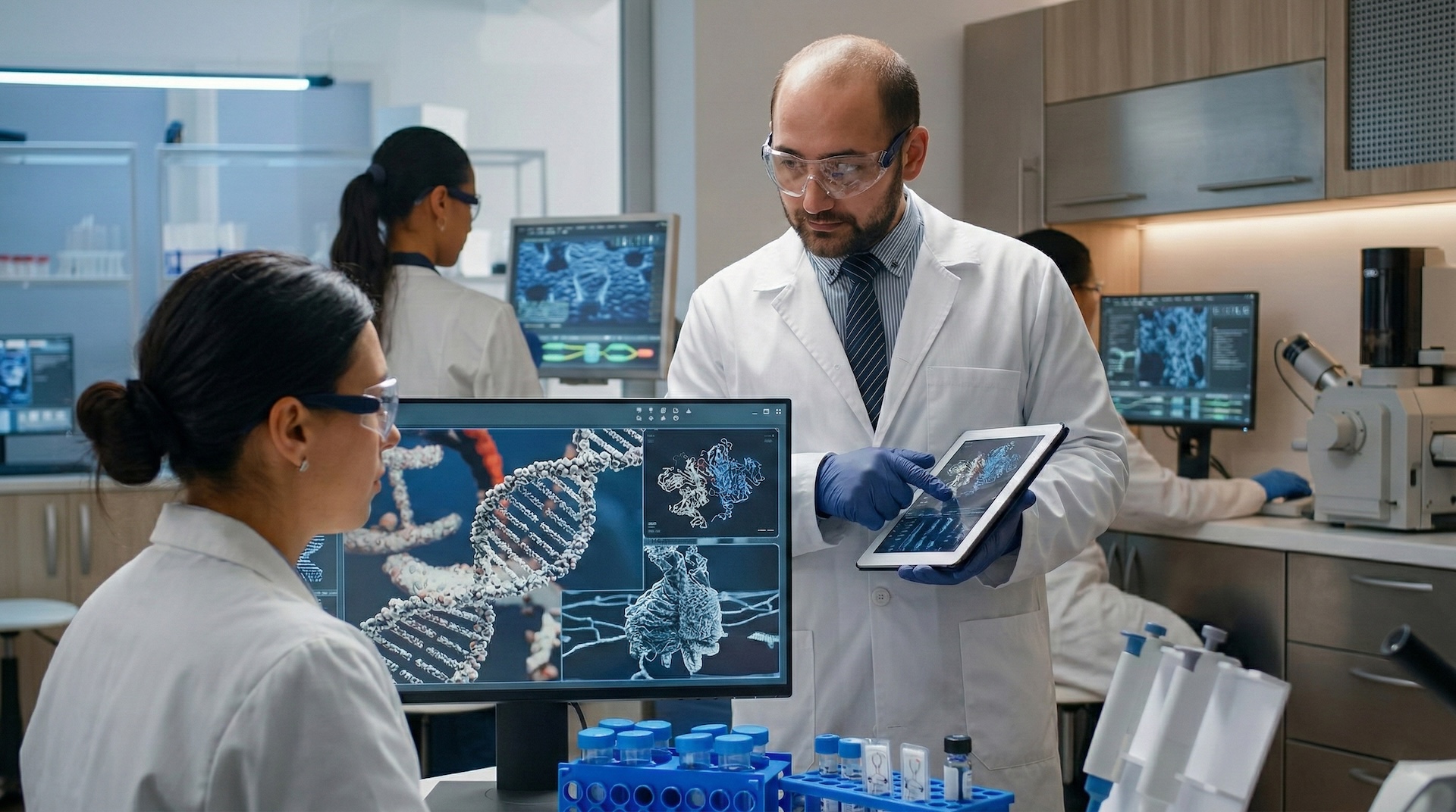 Team of scientists and engineers innovating new vaccine